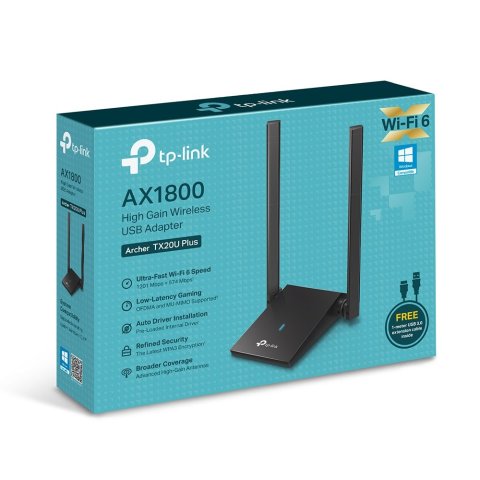Usb Wifi 6 Dualband Tp-link Archer Tx20u Plus Ax1800 Wifi 6 Usb 3.0 Cifrado Wpa3 2 Antenas De Alta Ganancia