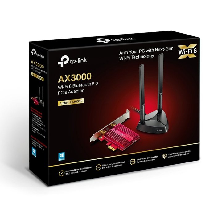 Pci Express Wifi 6 Dualband Y Bluetooth 5.0 Tp-link Archer Tx3000e Wifi 6 2402 Mbps (5 Ghz) + 574 Mbps (2.4 Ghz) Bluetooth 5.