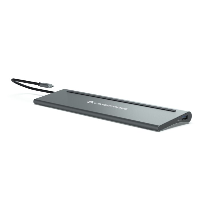 Adaptador Usb-c 12in1 Conceptronic Hdmix2 Displayport Gigabit Usb-c Datos Usb-a Audio Lan Lector Tar