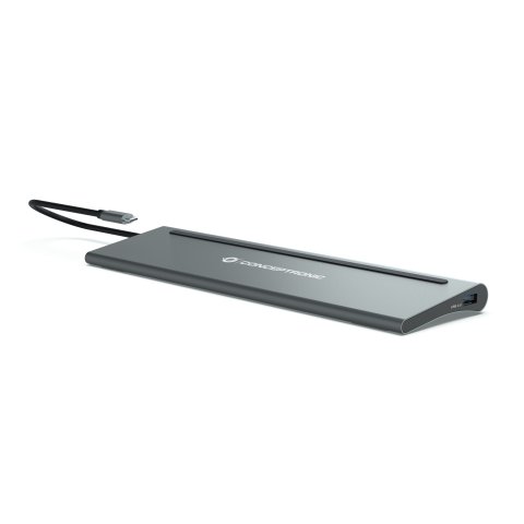 Adaptador Usb-c 12in1 Conceptronic Hdmix2 Displayport Gigabit Usb-c Datos Usb-a Audio Lan Lector Tar