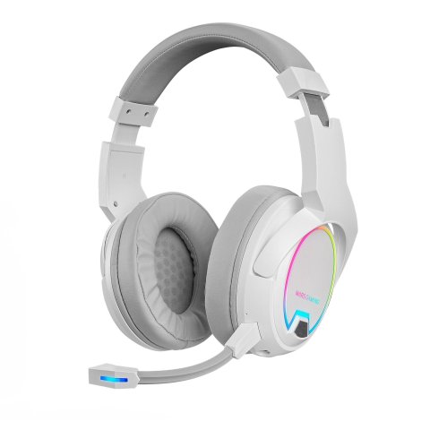 Headset Wireless Mars Gaming Mhw100 White 2.4gpro Cancelacion De Ruido Activa Enc + Pasiva Drivers 50mm Iluminacion Argb Micr