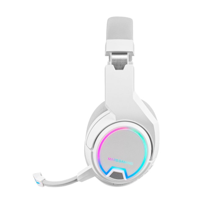 Headset Wireless Mars Gaming Mhw100 White 2.4gpro Cancelacion De Ruido Activa Enc + Pasiva Drivers 50mm Iluminacion Argb Micr