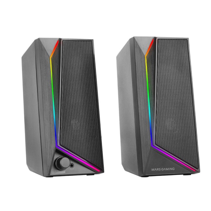Altavoces 2.0 Mars Gaming Ms72 Black 15w Jack 3.5mm Iluminacion Rgb Control De Volumen Entrada Jack