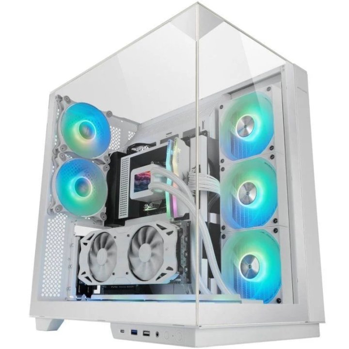Caja Atx Semitorre Gaming Mars Gaming Mc3gf Triple Cristal Templado Argb Gpu 383mm 1x3.5 3x2.5 Blanco