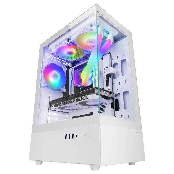 Caja Atx Mars Gaming Mcxo Doble Cristal Templado Argb Gpu 328mm 1x3.5 3x2.5 Blanco