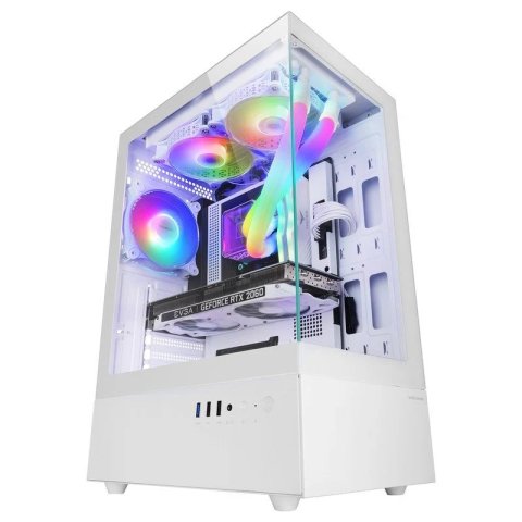 Caja Atx Mars Gaming Mcxo Doble Cristal Templado Argb Gpu 328mm 1x3.5 3x2.5 Blanco