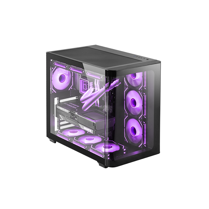 Caja Atx Semitorre Gaming Mars Gaming Mcfusion Cristal Curvado Gpu 445mm 2x3.5 3x2.5 Negro