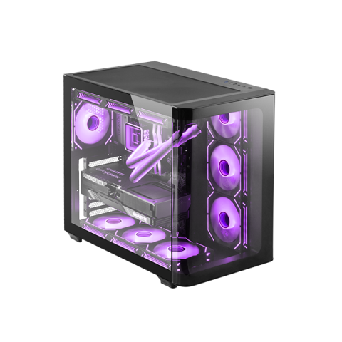 Caja Atx Semitorre Gaming Mars Gaming Mcfusion Cristal Curvado Gpu 445mm 2x3.5 3x2.5 Negro