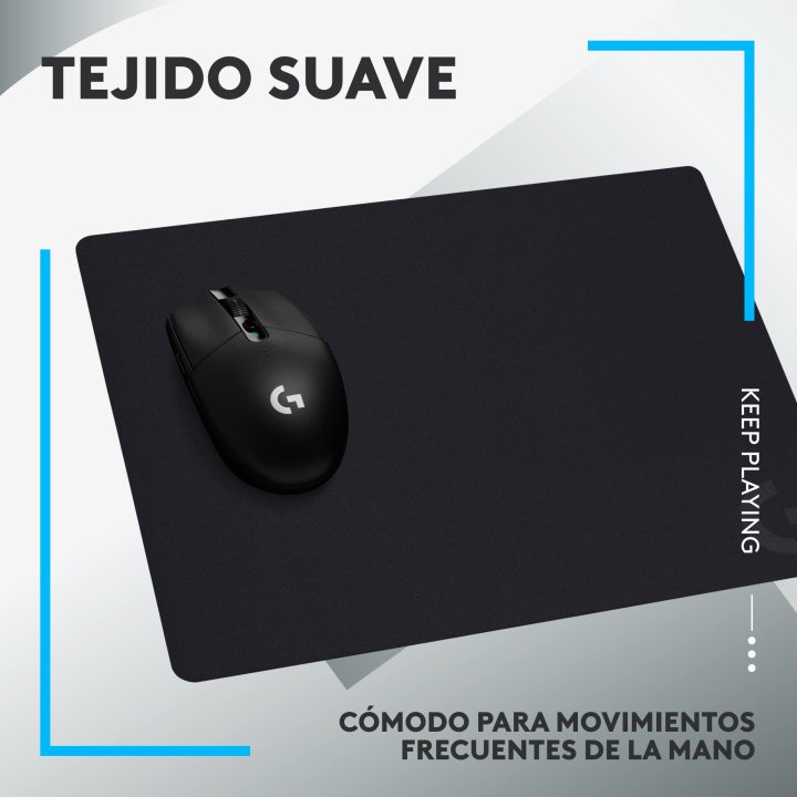 Alfombrilla Gaming Logitech G240 280x340mm 1mm Grosor Tela Textura Uniforme Color Negro
