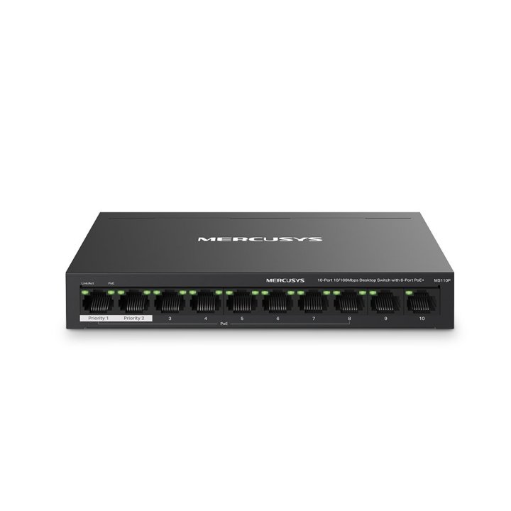 Switch Poe+ No Gestionable Mercusys Ms110p 10p 10 100 Con 8p Poe+ 65w Ethernet Mini Desktop