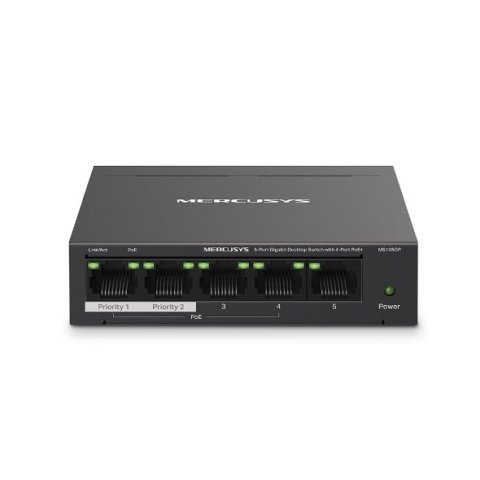 Switch No Gestionable Mercusys Ms105gp 5p 10 100 1000 De Estos 4p Poe+ 65w Ethernet Mini Desktop
