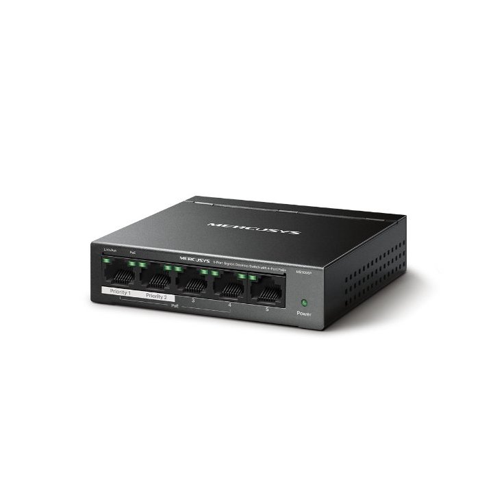 Switch No Gestionable Mercusys Ms105gp 5p 10 100 1000 De Estos 4p Poe+ 65w Ethernet Mini Desktop