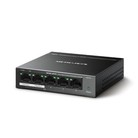 Switch No Gestionable Mercusys Ms105gp 5p 10 100 1000 De Estos 4p Poe+ 65w Ethernet Mini Desktop