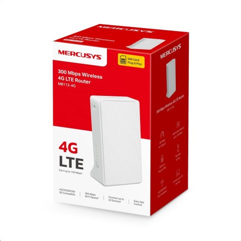 Router Wifi 4g Mercusys Mb112-4g Wifi 300mbps 2 Puertos Lan Ranura Sim 4g Lte