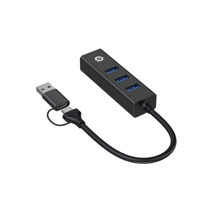 Adaptador Usb A Gigabit Ethernet Rj45 Conceptronic Con Hub Usb 3.0 3 Puertos Y Adaptador Usb-c