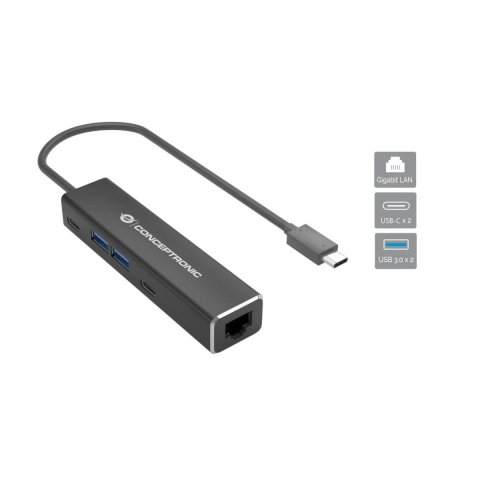 Adaptador De Red Usb-c A Gigabit Ethernet Rj45 Conceptronic Con Hub Usb 3.2 2 Usc-c 2p Usb-a