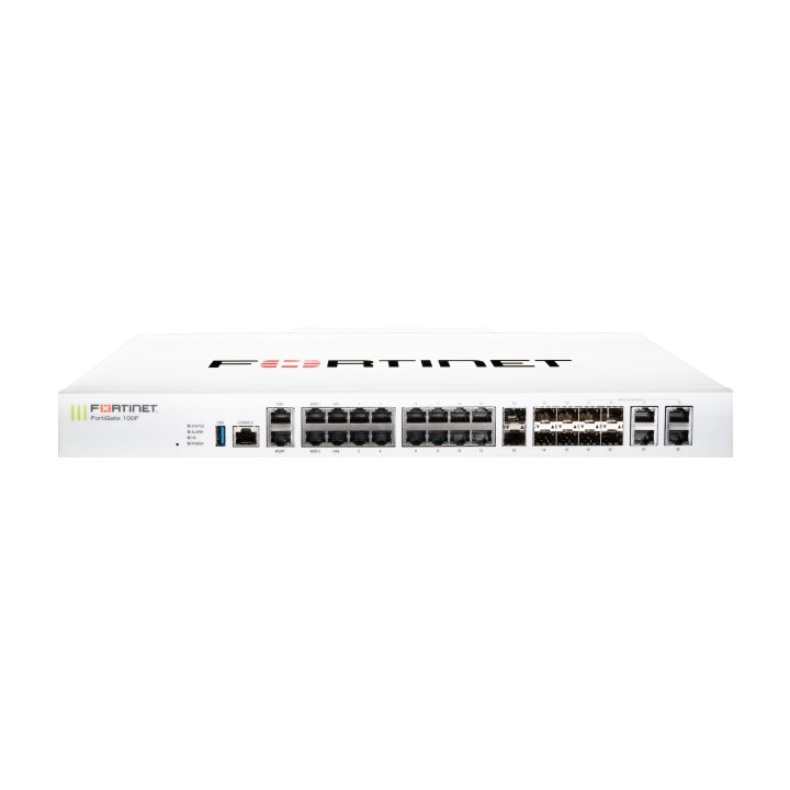 Fortigate Fg-100f Firewall 1gbps 22xrj45 480gb 2xge Mgmt dmz 2xge Wan 2xge Ha 12xge Rj45 2x10 Ge Sfp+ Fortilink 4xge Sfp 1xus