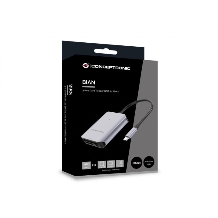 Card Reader Externo Conceptronic Bian09g Usb-c...