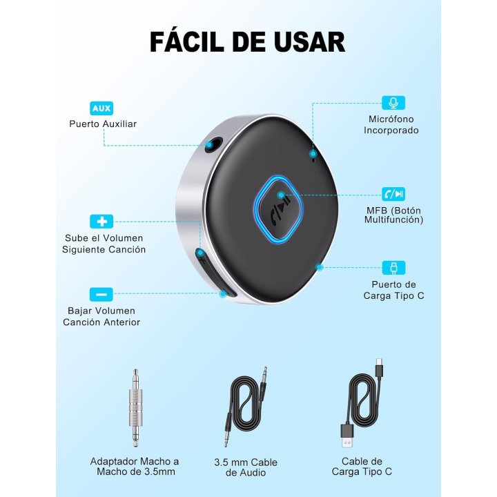 Receptor Bluetooth De Musica Mohard J33 Bt5,3...