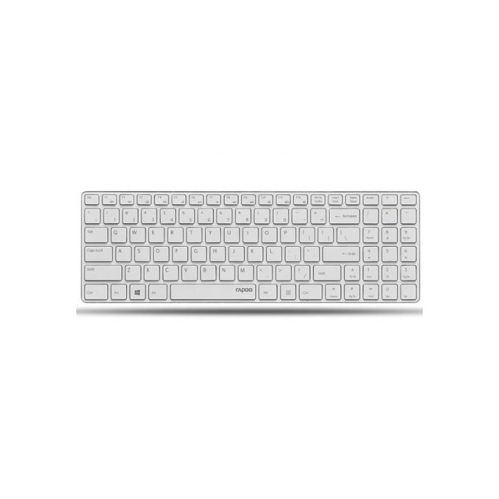 Teclado Rapoo Wireless Y Bluetooth E9700m Portugues 2.4ghz Bt 3.0 5.0 Diseño Ultrafino Bateria Blanco Base Aluminio Multi Mod