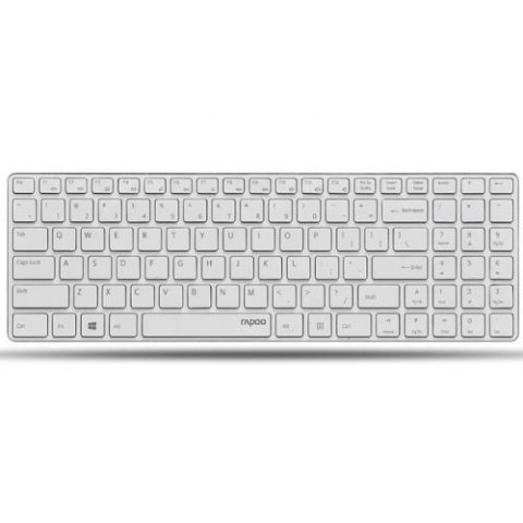 Teclado Rapoo Wireless Y Bluetooth E9700m Portugues 2.4ghz Bt 3.0 5.0 Diseño Ultrafino Bateria Blanco Base Aluminio Multi Mod