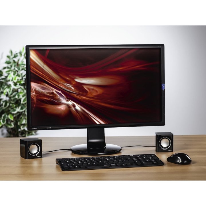 Altavoces 2.0 Hama Sonic Mobil 185 Jack 3.5mm Alimentado Por Usb Control De Volumen Color Negro