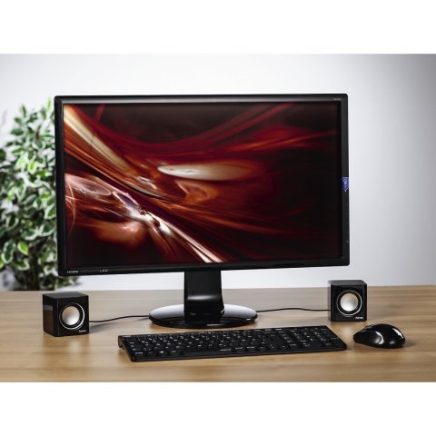 Altavoces 2.0 Hama Sonic Mobil 185 Jack 3.5mm Alimentado Por Usb Control De Volumen Color Negro