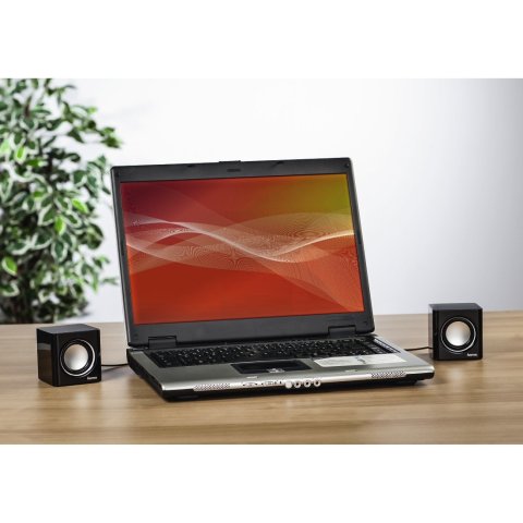 Altavoces 2.0 Hama Sonic Mobil 185 Jack 3.5mm Alimentado Por Usb Control De Volumen Color Negro