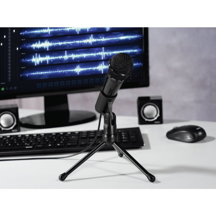 Microfono Sobremesa Hama Mic-p35 Allround Jack 3.5mm Con Tripode Cable 2.5m