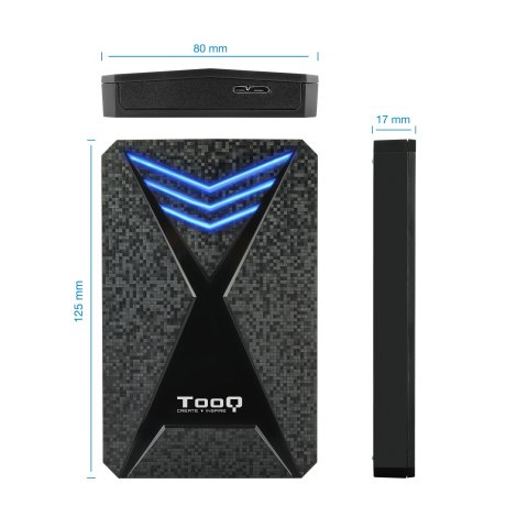 Caja Externa 2.5" Usb 3.0 Gaming Tooq Tqe-2550bl Para Hd De 9,5mm Sata Usb3.0 3.1gen1 Led Azul
