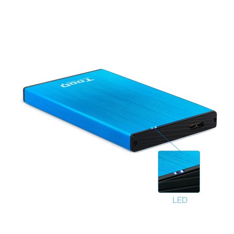 Caja Externa 2.5" Usb 3.0 Tooq Tqe-2527bl Para Hd Hasta 9,5mm Sata Usb 3.0 3.1 Gen1 Azul