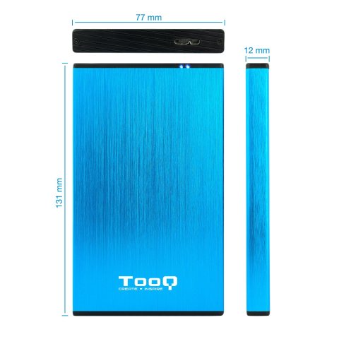 Caja Externa 2.5" Usb 3.0 Tooq Tqe-2527bl Para Hd Hasta 9,5mm Sata Usb 3.0 3.1 Gen1 Azul