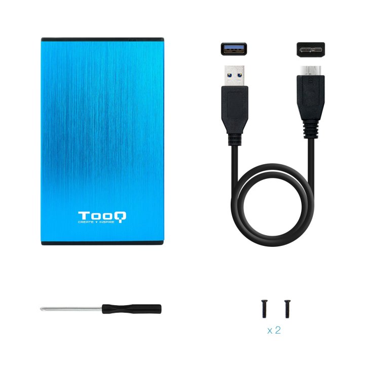 Caja Externa 2.5" Usb 3.0 Tooq Tqe-2527bl Para Hd Hasta 9,5mm Sata Usb 3.0 3.1 Gen1 Azul