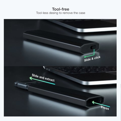 Caja Externa M.2 Usb-c Tooq Tqe-2223b Para M.2 Ngff nvme Usb 3.1 Gen2 Negro