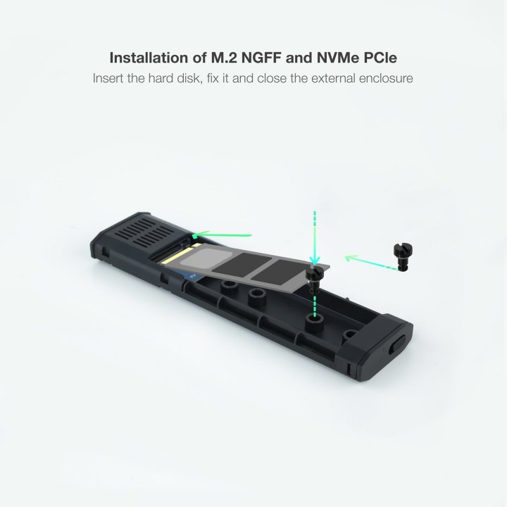 Caja Externa M.2 Usb-c Tooq Tqe-2223b Para M.2 Ngff nvme Usb 3.1 Gen2 Negro