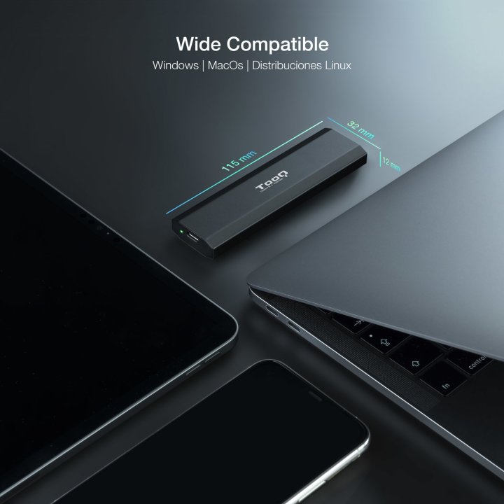 Caja Externa M.2 Usb-c Tooq Tqe-2223b Para M.2 Ngff nvme Usb 3.1 Gen2 Negro