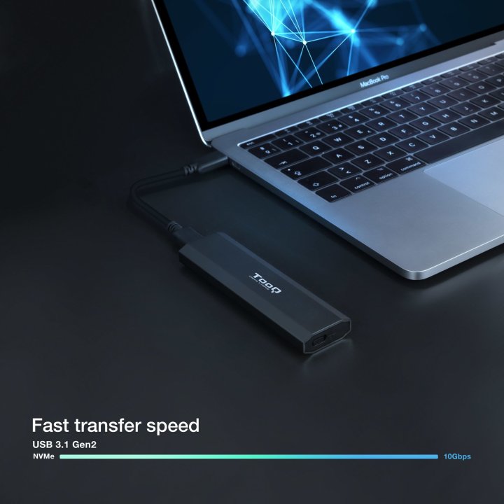 Caja Externa M.2 Usb-c Tooq Tqe-2223b Para M.2 Ngff nvme Usb 3.1 Gen2 Negro