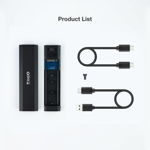Caja Externa M.2 Usb-c Tooq Tqe-2223b Para M.2 Ngff nvme Usb 3.1 Gen2 Negro