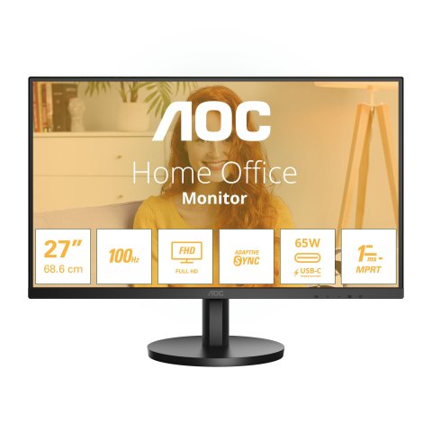 Monitor 27" Usb-c Hdmi Aoc 27b3ca2 Ips Fhd 1ms 100hz 2x2w Vesa 100x100 Color Negro