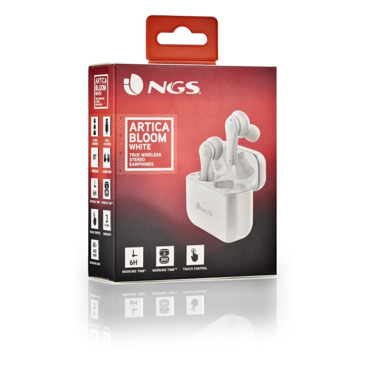Auricular Intrauditivo Bluetooth Artica Bloom Tws Bt 5.1 Bat 6h Tactil Manos Libres Color Blanco