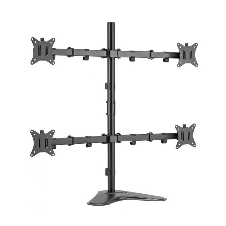 Soporte De Mesa Con Base Equip 650127 Para 4 Pantallas 17"-32" Doble Brazo Articulado Vesa Standard Hasta 9kg