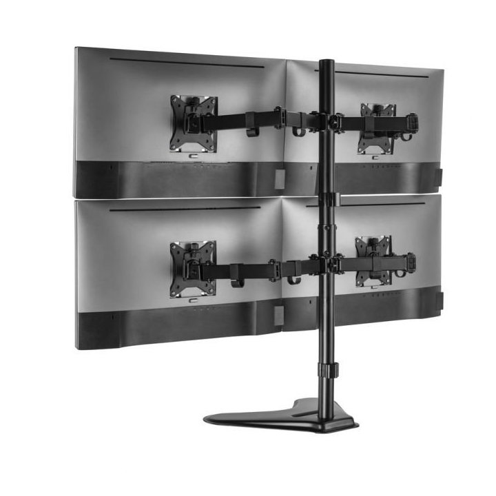 Soporte De Mesa Con Base Equip 650127 Para 4 Pantallas 17"-32" Doble Brazo Articulado Vesa Standard Hasta 9kg