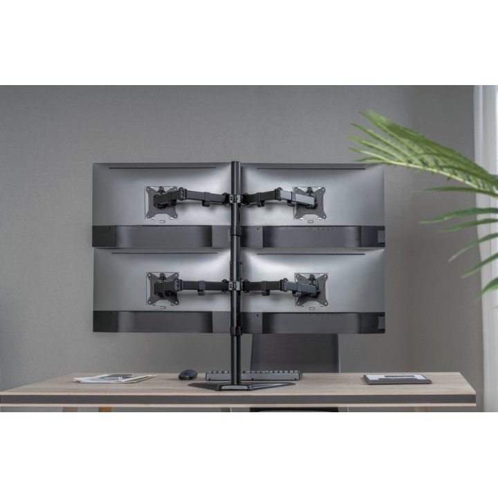 Soporte De Mesa Con Base Equip 650127 Para 4 Pantallas 17"-32" Doble Brazo Articulado Vesa Standard Hasta 9kg