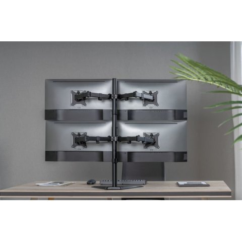 Soporte De Mesa Con Base Equip 650127 Para 4 Pantallas 17"-32" Doble Brazo Articulado Vesa Standard Hasta 9kg