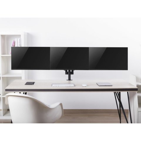 Soporte De Mesa Equip 650134 Para 3 Pantallas 17" - 27" Aluminio Muelle De Gas Equip Inclinable Y Giratorio Max, Vesa 100x100