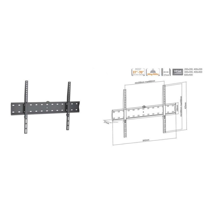 Soporte De Pared Fijo Equip 650330 Para Pantalla 37"- 70" Slim Max. 50kgs Vesa Max 600x400