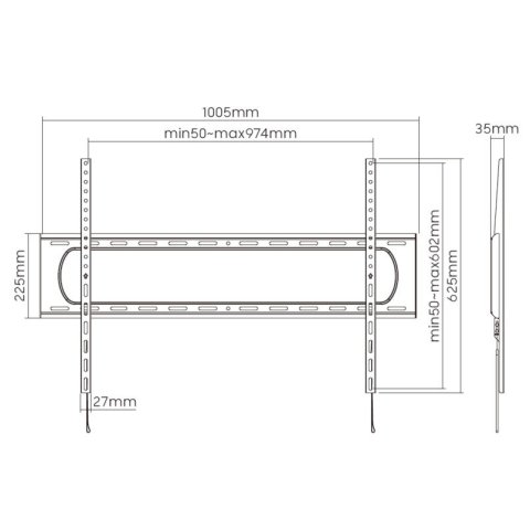 Soporte De Pared Fijo Equip Para Pantalla 60"- 120" Heavy Duty Max. 120kgs Vesa Max 900x400