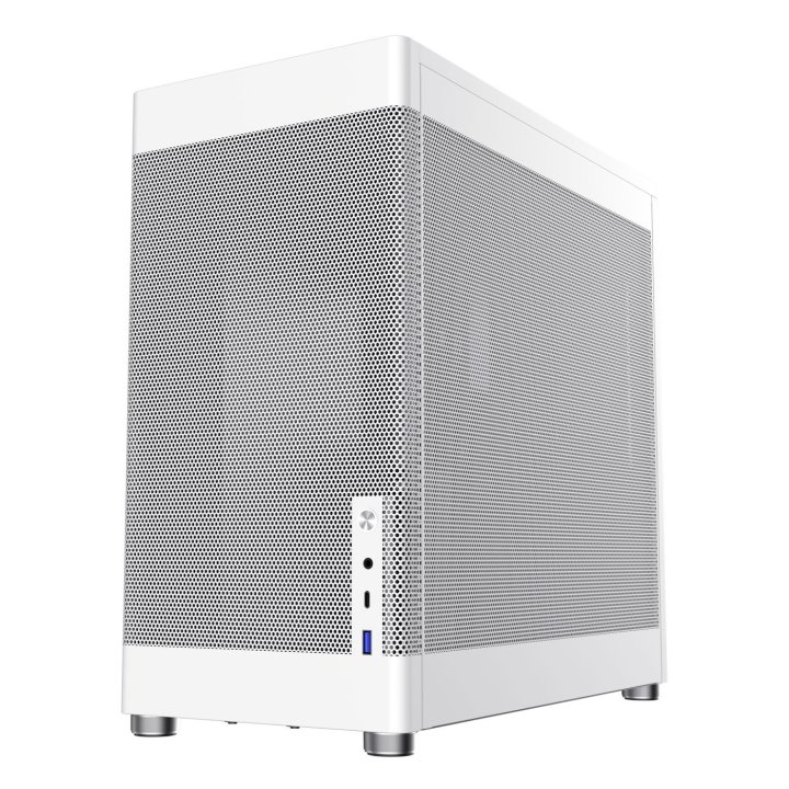 Caja Atx Semitorre Coolbox Mesh Atx Mp1 1x3,5" 3x2,5" 1xusb 3.2 1xusb-c Gpu Max 355mm Color Blanco