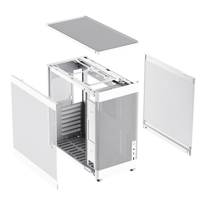 Caja Atx Semitorre Coolbox Mesh Atx Mp1 1x3,5" 3x2,5" 1xusb 3.2 1xusb-c Gpu Max 355mm Color Blanco