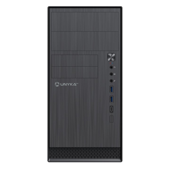 Caja Micro Atx Unyka Aero C12 Frontal Aluminio Cepillado Usb3,0 Usb-c Color Negro Sin F.a